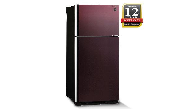 Sharp 480L 2 Door Pelican Refrigerator (Maroon Glass) [SJP598GM] - Click Image to Close